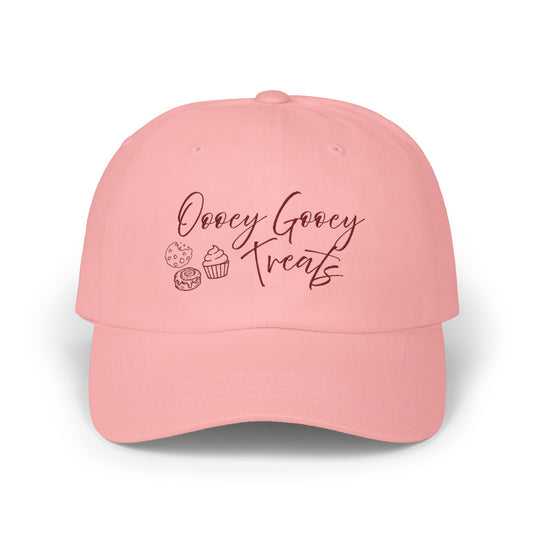 Bakery Logo Dad Cap — "Oooey Gooey Treats" Embroidered Beige Hat