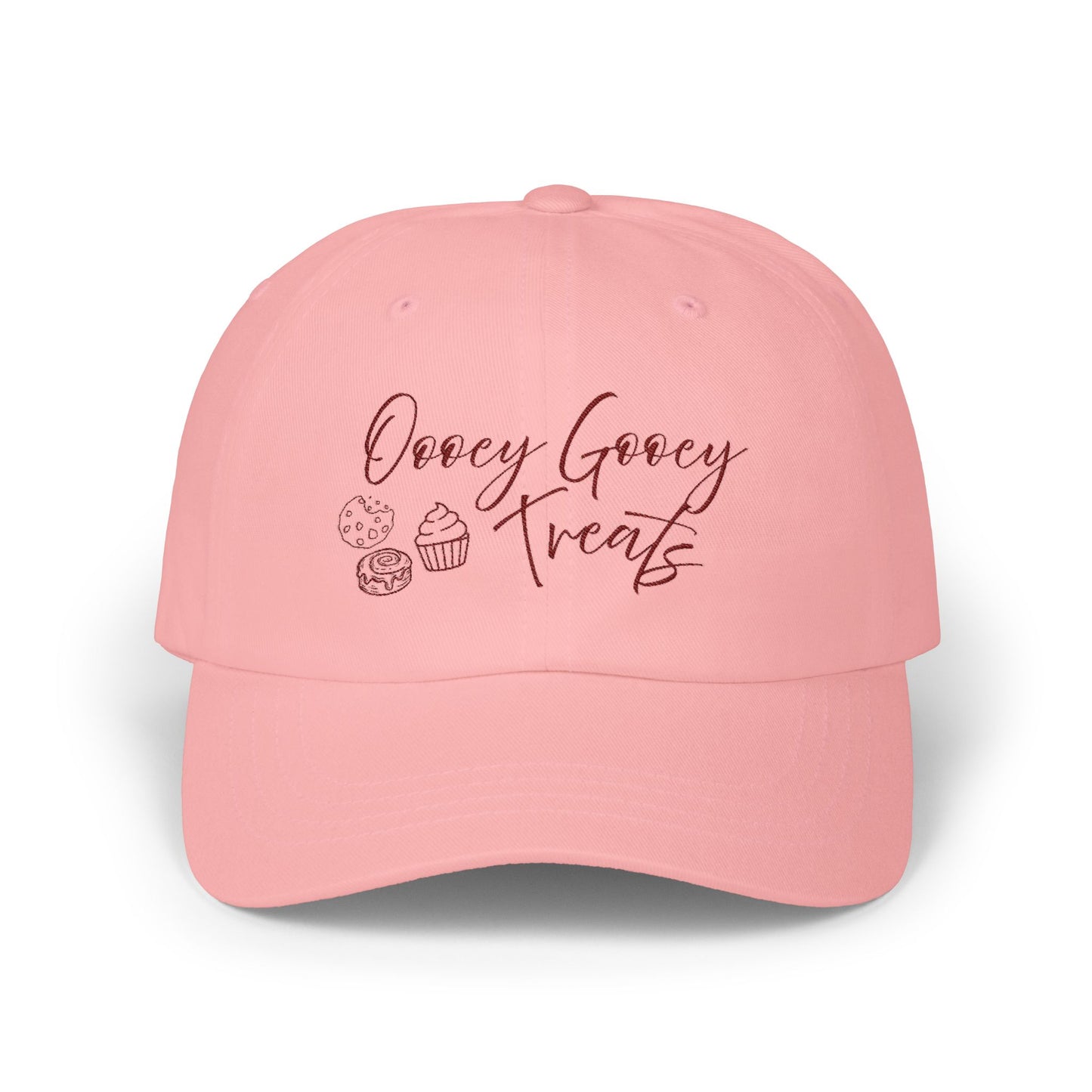Bakery Logo Dad Cap — "Oooey Gooey Treats" Embroidered Beige Hat