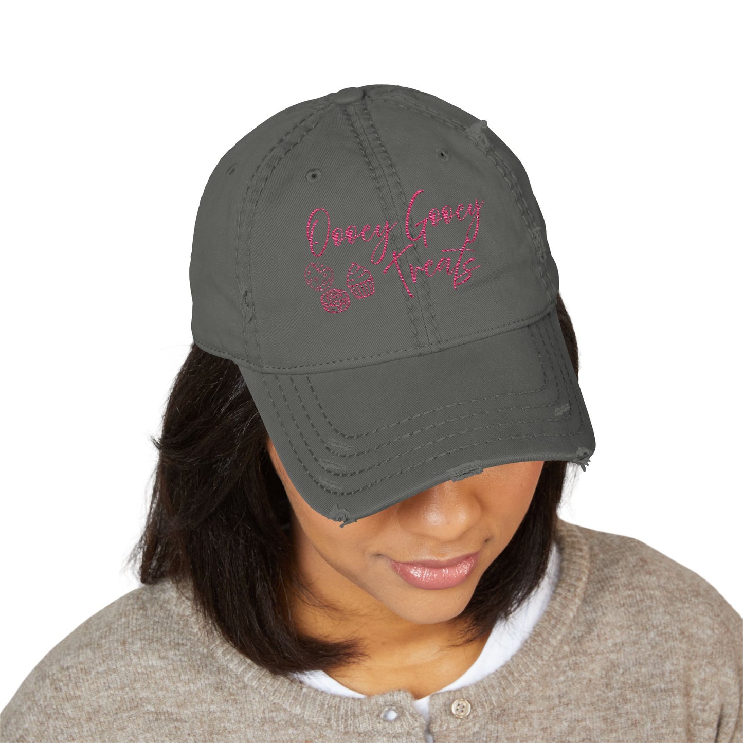 Distressed Dad Hat — Oooey Gooey Treats Embroidered Baseball Cap