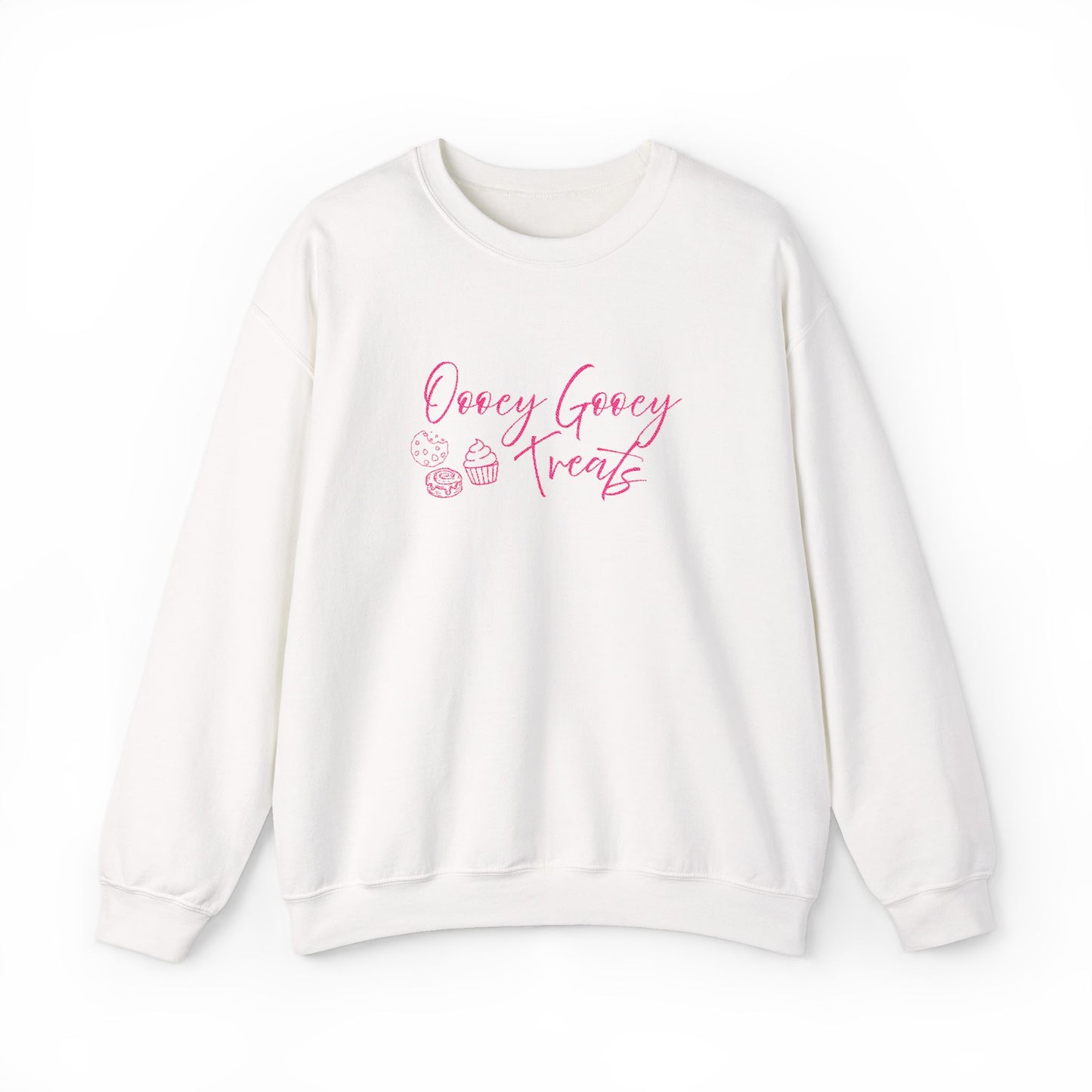 Groovy Treats Crewneck Sweatshirt — Pink Script Bakery Design