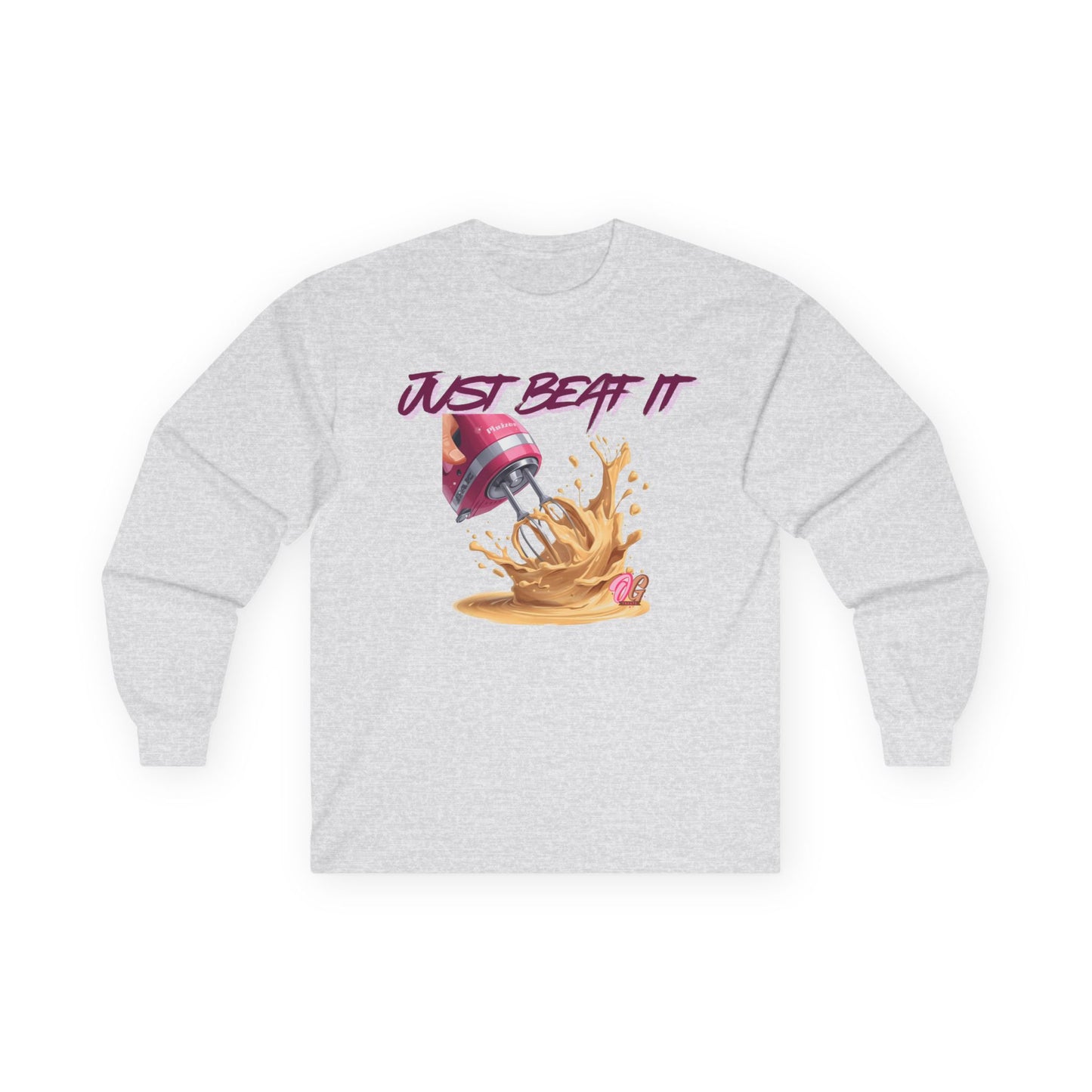 Just Beat It Long Sleeve Tee, Funny Baking Shirt, Culinary Gift, Unisex Graphic Tee, Kitchen Humor Apparel, Baking Enthusiast Top